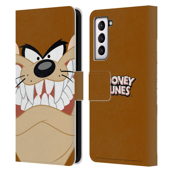 Looney Tunes Full Face Tasmanian Devil Leather Book Wallet Case Cover For Samsung Galaxy S21 5G