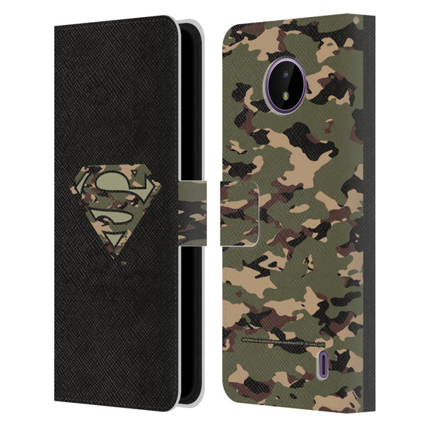 Superman DC Comics Logos Camouflage Leather Book Wallet Case Cover For Nokia C10 / C20