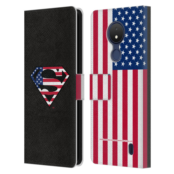 Superman DC Comics Logos U.S. Flag 2 Leather Book Wallet Case Cover For Nokia C21