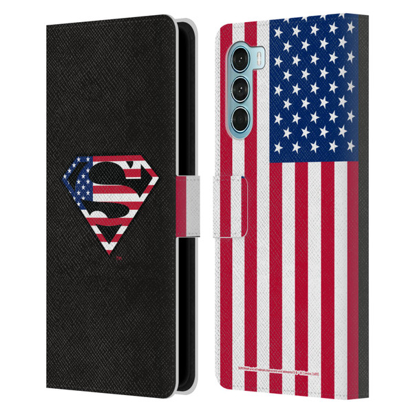Superman DC Comics Logos U.S. Flag 2 Leather Book Wallet Case Cover For Motorola Edge S30 / Moto G200 5G