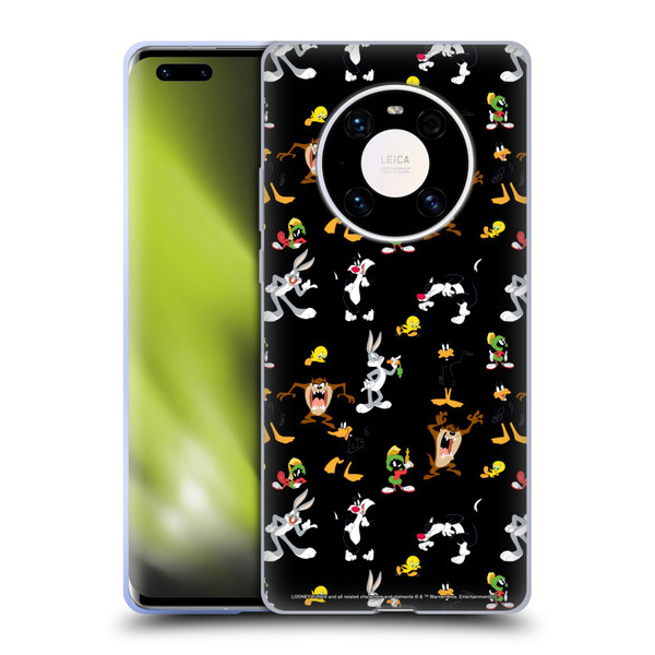 Looney Tunes Patterns Black Soft Gel Case for Huawei Mate 40 Pro 5G