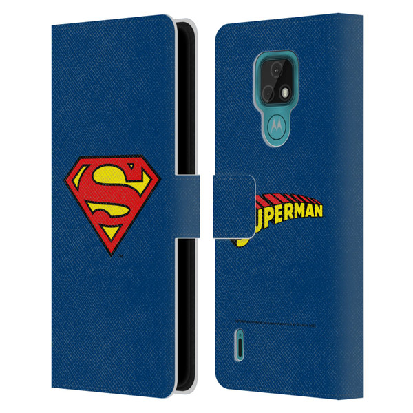 Superman DC Comics Logos Classic Leather Book Wallet Case Cover For Motorola Moto E7