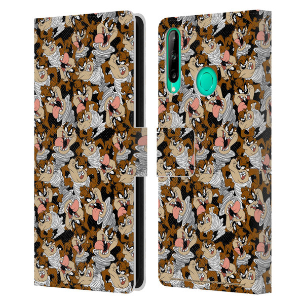 Looney Tunes Patterns Tasmanian Devil Leather Book Wallet Case Cover For Huawei P40 lite E