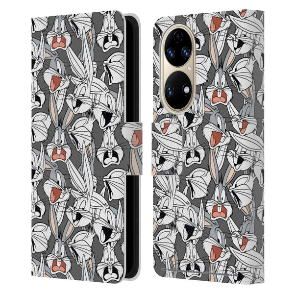 Looney Tunes Patterns Bugs Bunny Leather Book Wallet Case Cover For Huawei P50