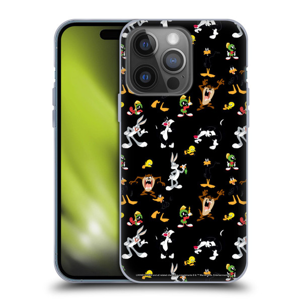 Looney Tunes Patterns Black Soft Gel Case for Apple iPhone 14 Pro