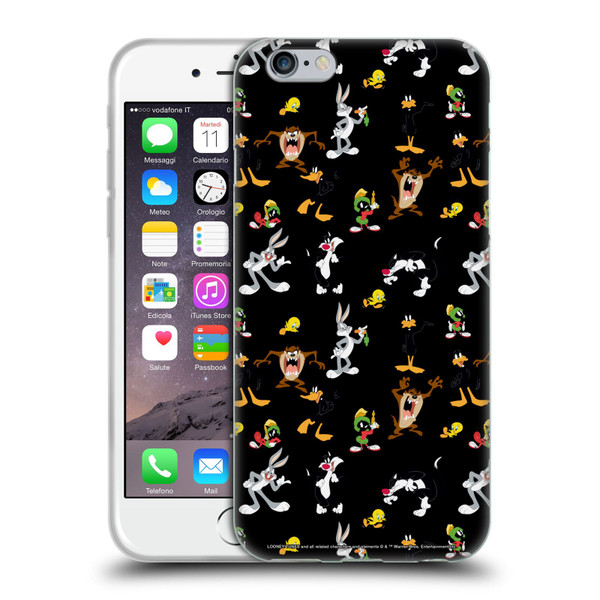 Looney Tunes Patterns Black Soft Gel Case for Apple iPhone 6 / iPhone 6s