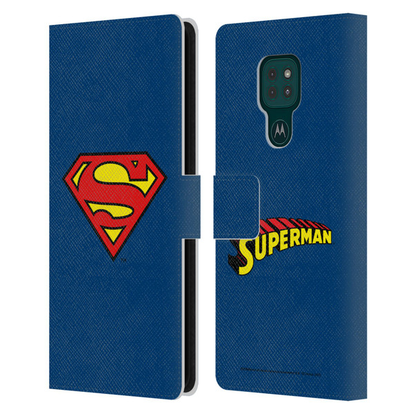 Superman DC Comics Logos Classic Leather Book Wallet Case Cover For Motorola Moto G9 Play