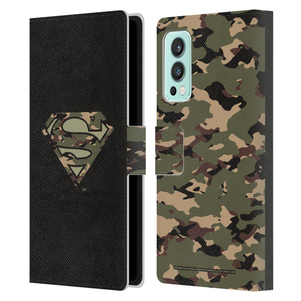 Superman DC Comics Logos Camouflage Leather Book Wallet Case Cover For OnePlus Nord 2 5G