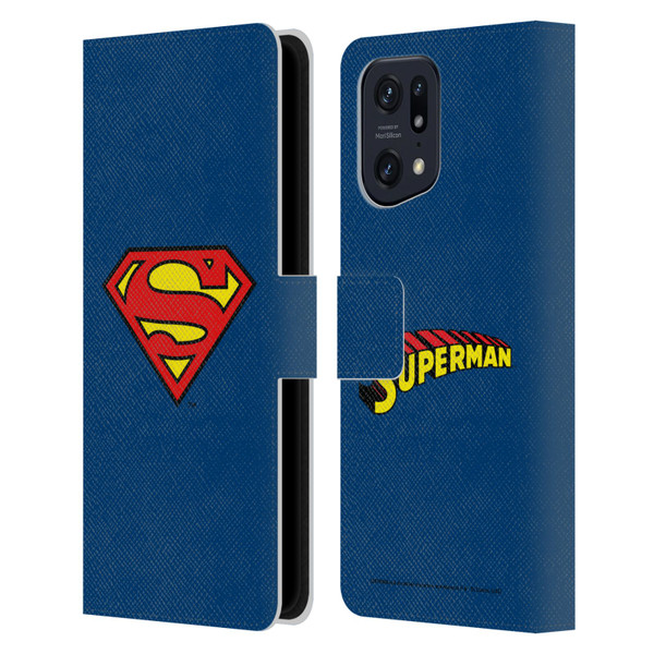 Superman DC Comics Logos Classic Leather Book Wallet Case Cover For OPPO Find X5