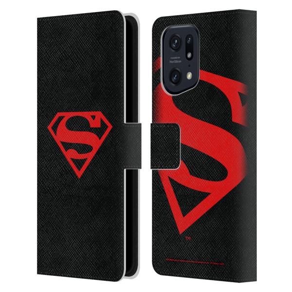 Superman DC Comics Logos Black And Red Leather Book Wallet Case Cover For OPPO Find X5 Pro
