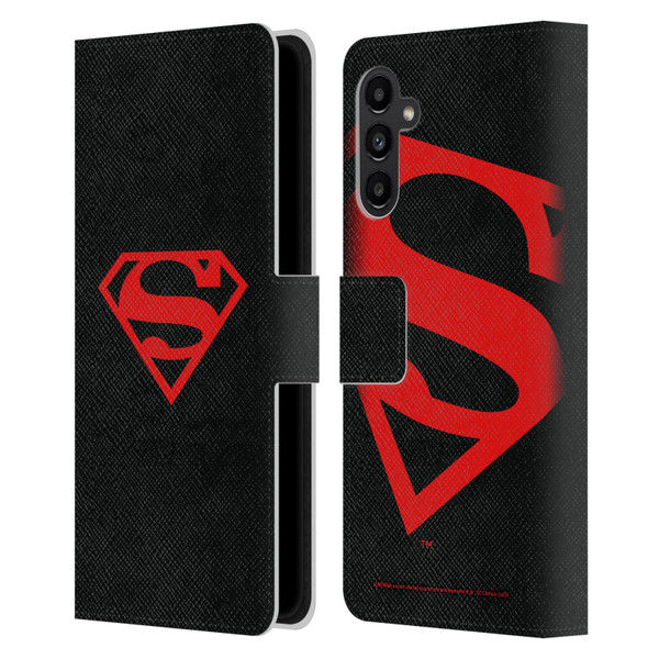 Superman DC Comics Logos Black And Red Leather Book Wallet Case Cover For Samsung Galaxy A13 5G (2021)