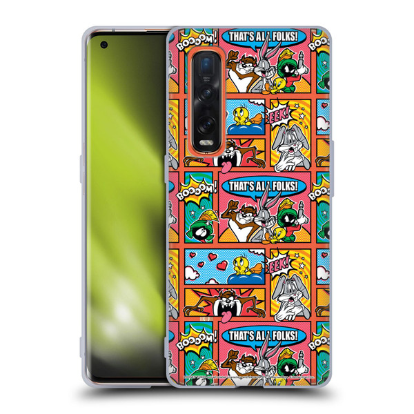 Looney Tunes Patterns Comics Soft Gel Case for OPPO Find X2 Pro 5G