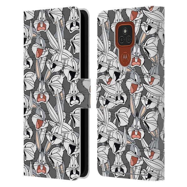 Looney Tunes Patterns Bugs Bunny Leather Book Wallet Case Cover For Motorola Moto E7 Plus