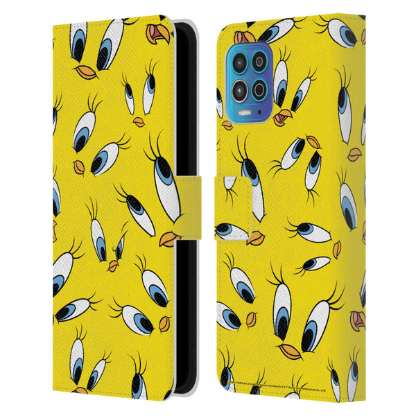 Looney Tunes Patterns Tweety Leather Book Wallet Case Cover For Motorola Moto G100