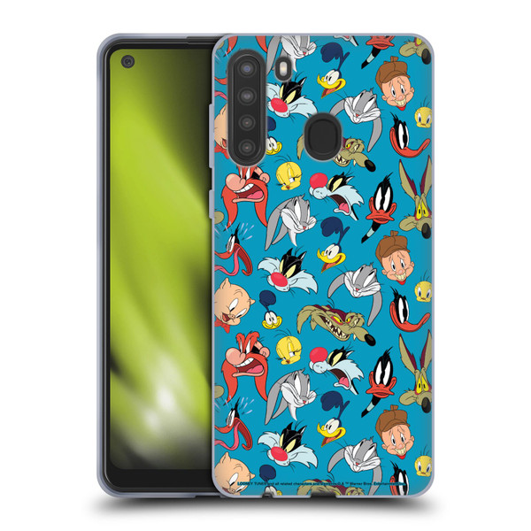 Looney Tunes Patterns Head Shots Soft Gel Case for Samsung Galaxy A21 (2020)