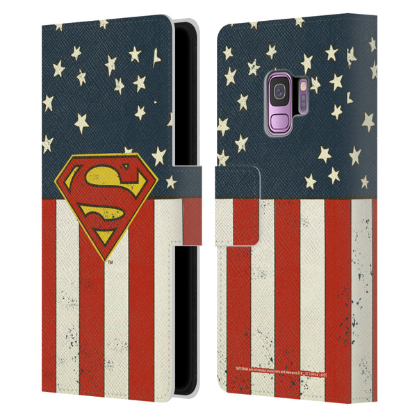 Superman DC Comics Logos U.S. Flag Leather Book Wallet Case Cover For Samsung Galaxy S9