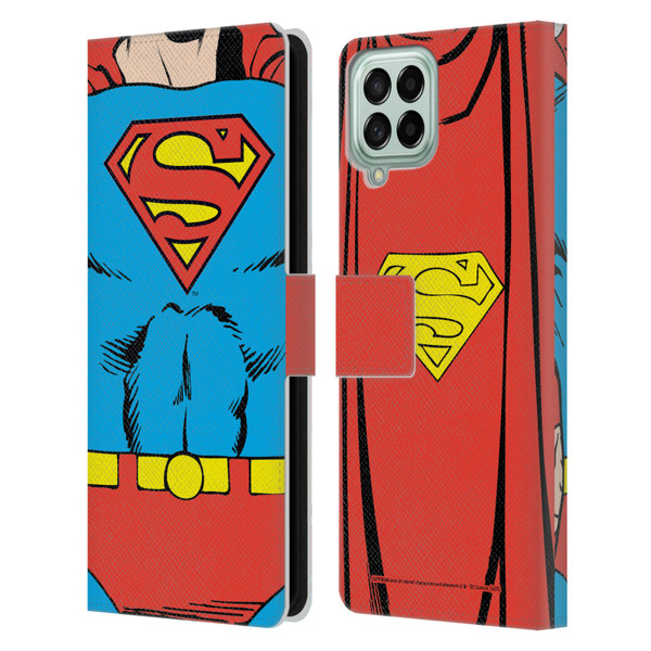Superman DC Comics Logos Classic Costume Leather Book Wallet Case Cover For Samsung Galaxy M53 (2022)
