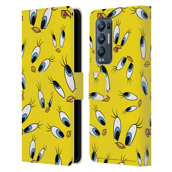 Looney Tunes Patterns Tweety Leather Book Wallet Case Cover For OPPO Find X3 Neo / Reno5 Pro+ 5G