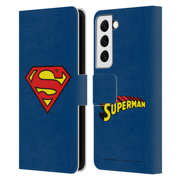 Superman DC Comics Logos Classic Leather Book Wallet Case Cover For Samsung Galaxy S22 5G