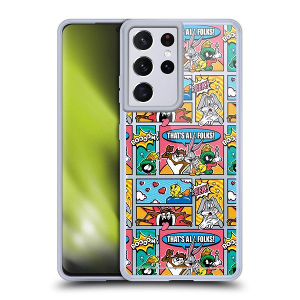 Looney Tunes Patterns Comics Soft Gel Case for Samsung Galaxy S21 Ultra 5G