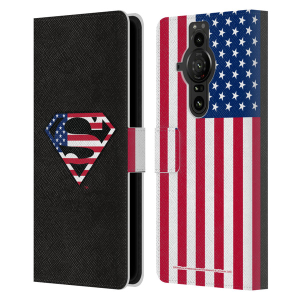 Superman DC Comics Logos U.S. Flag 2 Leather Book Wallet Case Cover For Sony Xperia Pro-I