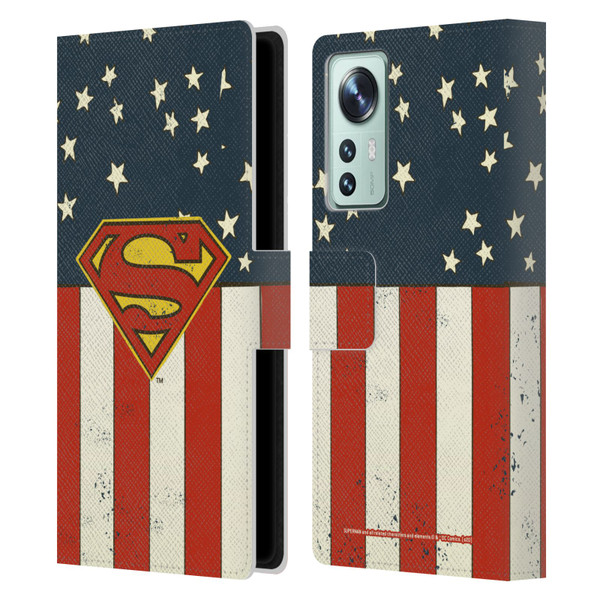 Superman DC Comics Logos U.S. Flag Leather Book Wallet Case Cover For Xiaomi 12