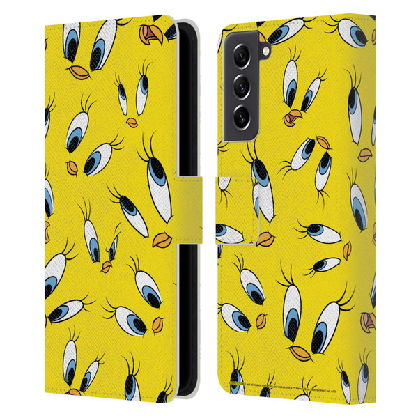 Looney Tunes Patterns Tweety Leather Book Wallet Case Cover For Samsung Galaxy S21 FE 5G
