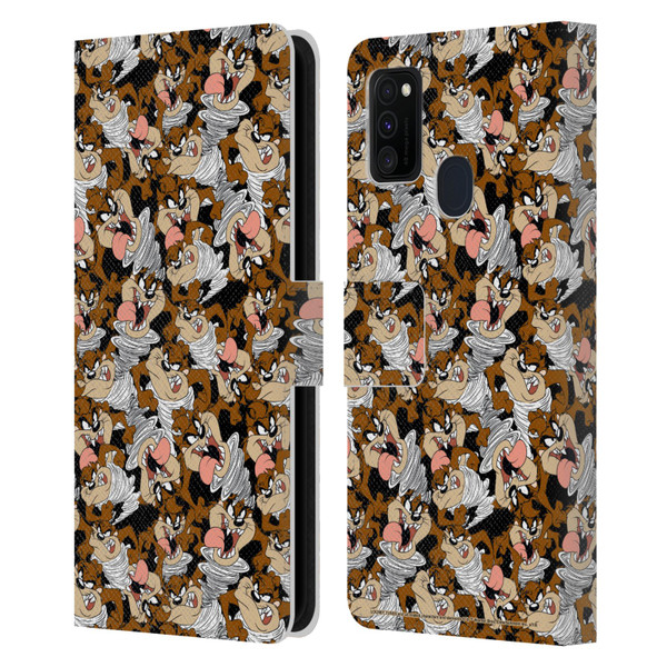 Looney Tunes Patterns Tasmanian Devil Leather Book Wallet Case Cover For Samsung Galaxy M30s (2019)/M21 (2020)