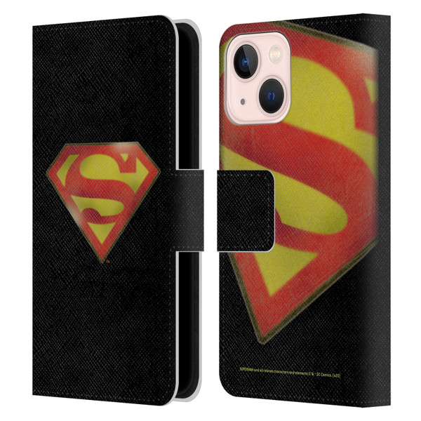 Superman DC Comics Vintage Fashion Logo Leather Book Wallet Case Cover For Apple iPhone 13 Mini