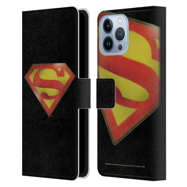 Superman DC Comics Vintage Fashion Logo Leather Book Wallet Case Cover For Apple iPhone 13 Pro Max