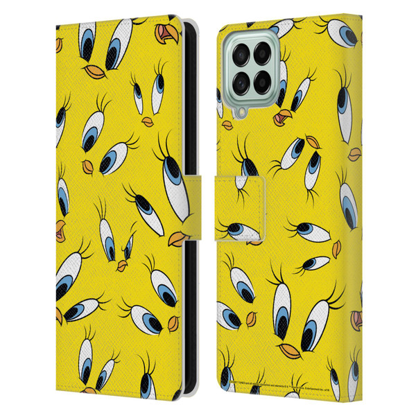 Looney Tunes Patterns Tweety Leather Book Wallet Case Cover For Samsung Galaxy M33 (2022)
