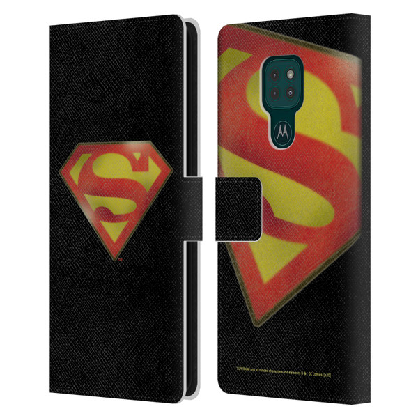 Superman DC Comics Vintage Fashion Logo Leather Book Wallet Case Cover For Motorola Moto G9 Play