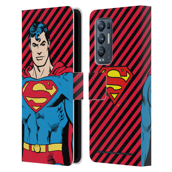 Superman DC Comics Vintage Fashion Stripes Leather Book Wallet Case Cover For OPPO Find X3 Neo / Reno5 Pro+ 5G