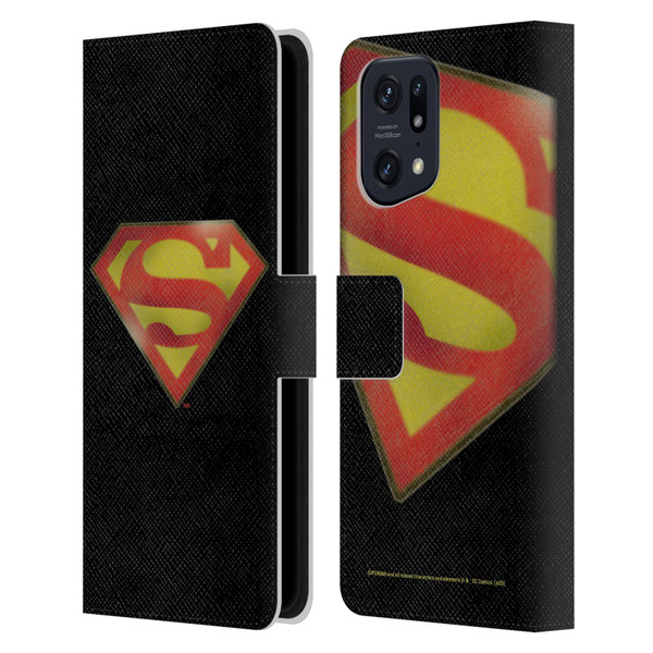 Superman DC Comics Vintage Fashion Logo Leather Book Wallet Case Cover For OPPO Find X5