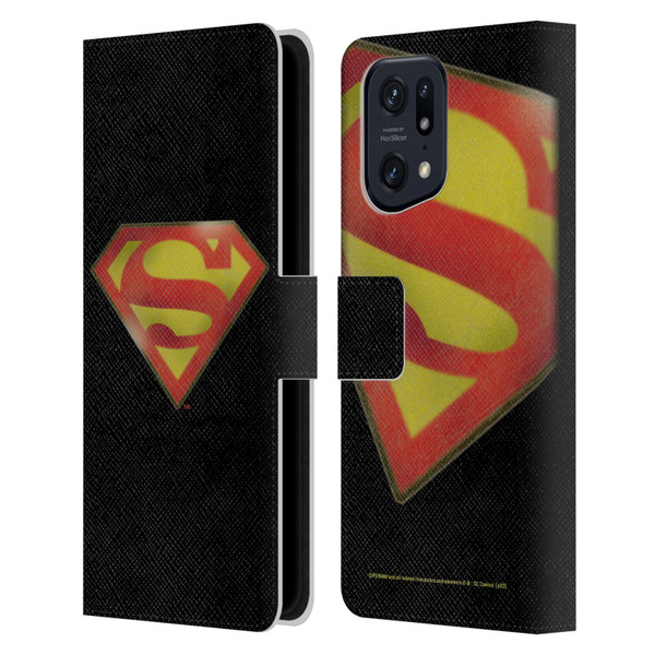 Superman DC Comics Vintage Fashion Logo Leather Book Wallet Case Cover For OPPO Find X5 Pro