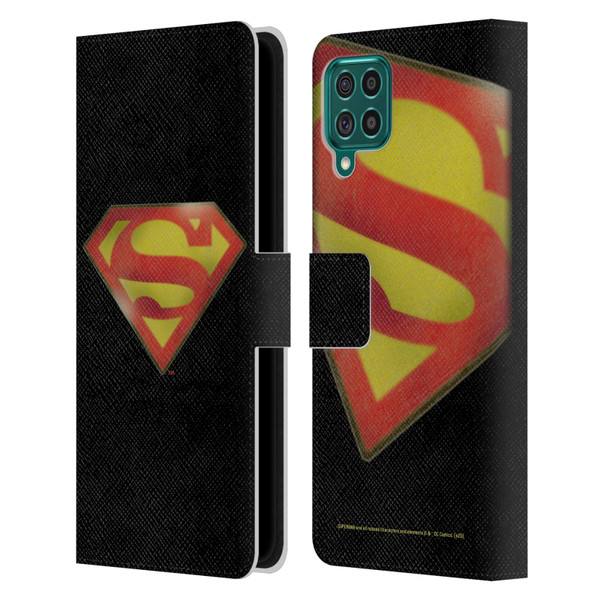 Superman DC Comics Vintage Fashion Logo Leather Book Wallet Case Cover For Samsung Galaxy F62 (2021)