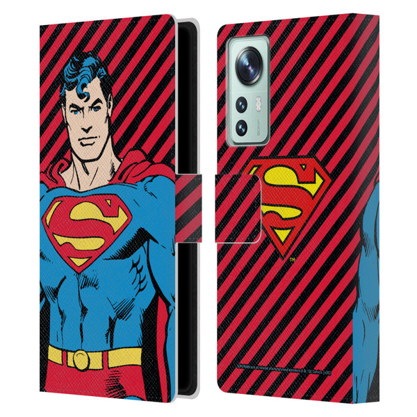 Superman DC Comics Vintage Fashion Stripes Leather Book Wallet Case Cover For Xiaomi 12