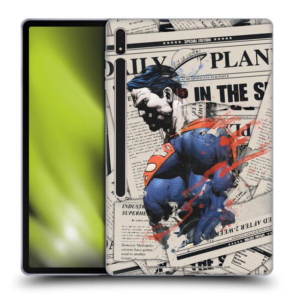 Superman DC Comics 80th Anniversary Newspaper Soft Gel Case for Samsung Galaxy Tab S8 Plus
