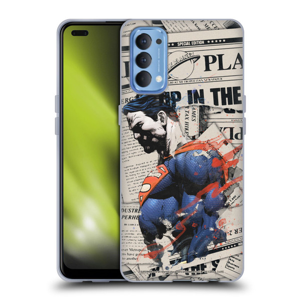Superman DC Comics 80th Anniversary Newspaper Soft Gel Case for OPPO Reno 4 5G