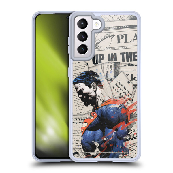 Superman DC Comics 80th Anniversary Newspaper Soft Gel Case for Samsung Galaxy S21 5G