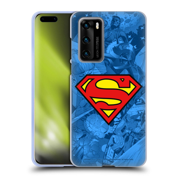 Superman DC Comics Comicbook Art Collage Soft Gel Case for Huawei P40 5G