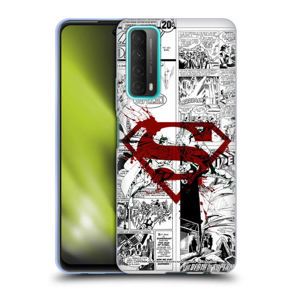 Superman DC Comics Comicbook Art Red Logo Splatter Soft Gel Case for Huawei P Smart (2021)
