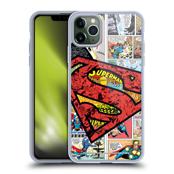 Superman DC Comics Comicbook Art Oversized Logo Soft Gel Case for Apple iPhone 11 Pro Max & MagSafe