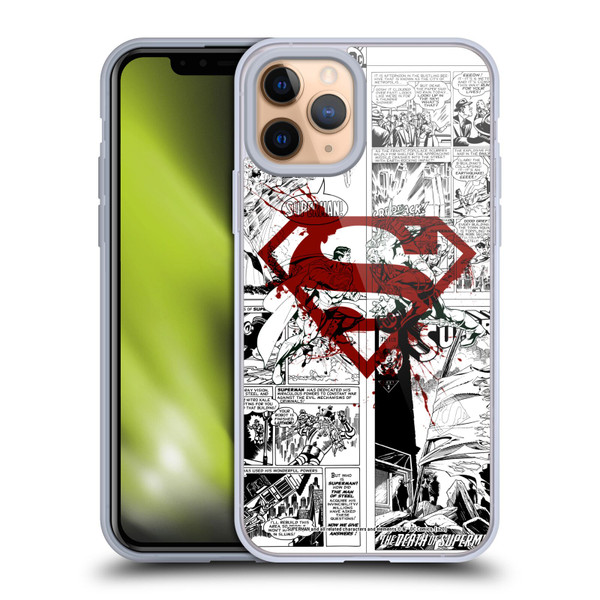 Superman DC Comics Comicbook Art Red Logo Splatter Soft Gel Case for Apple iPhone 11 Pro & MagSafe