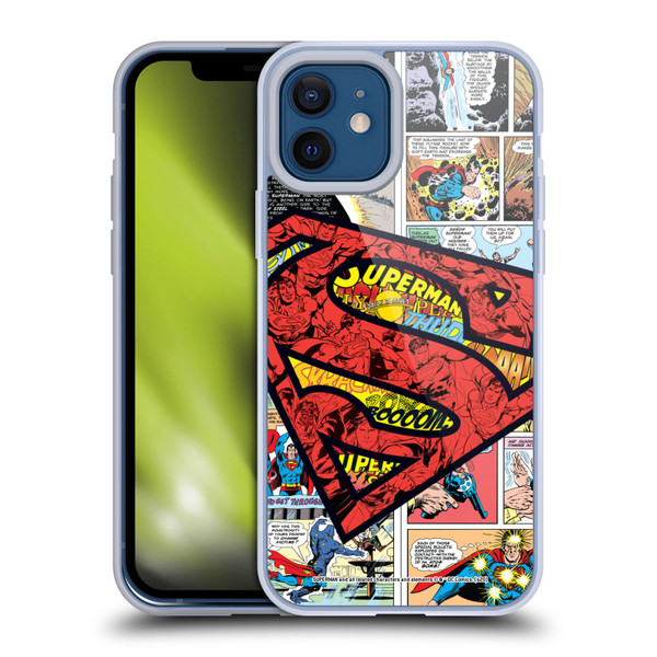 Superman DC Comics Comicbook Art Oversized Logo Soft Gel Case for Apple iPhone 12 / iPhone 12 Pro