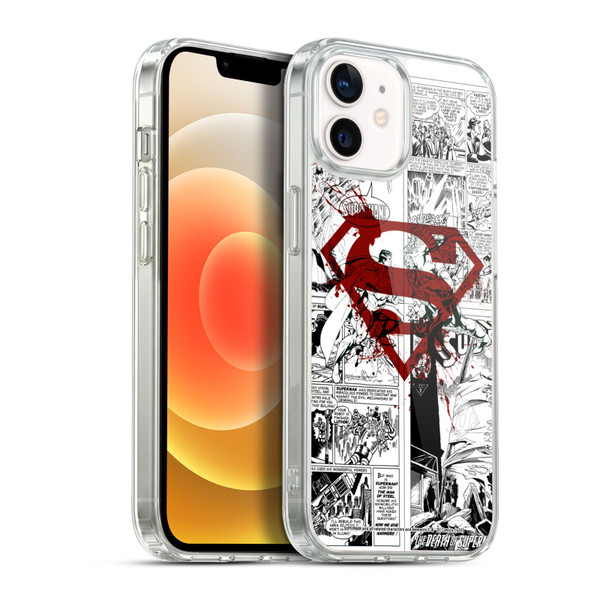 Superman DC Comics Comicbook Art Red Logo Splatter Soft Gel Case for Apple iPhone 12 / iPhone 12 Pro & MagSafe