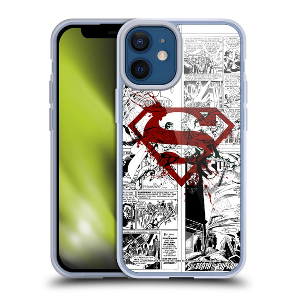 Superman DC Comics Comicbook Art Red Logo Splatter Soft Gel Case for Apple iPhone 12 Mini & MagSafe