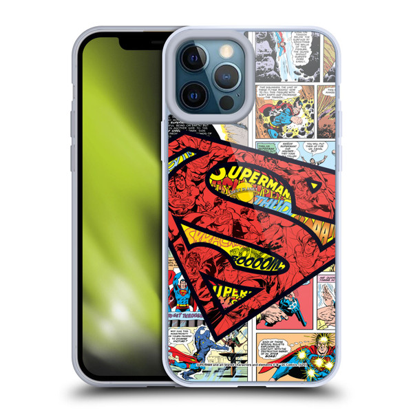 Superman DC Comics Comicbook Art Oversized Logo Soft Gel Case for Apple iPhone 12 Pro Max & MagSafe