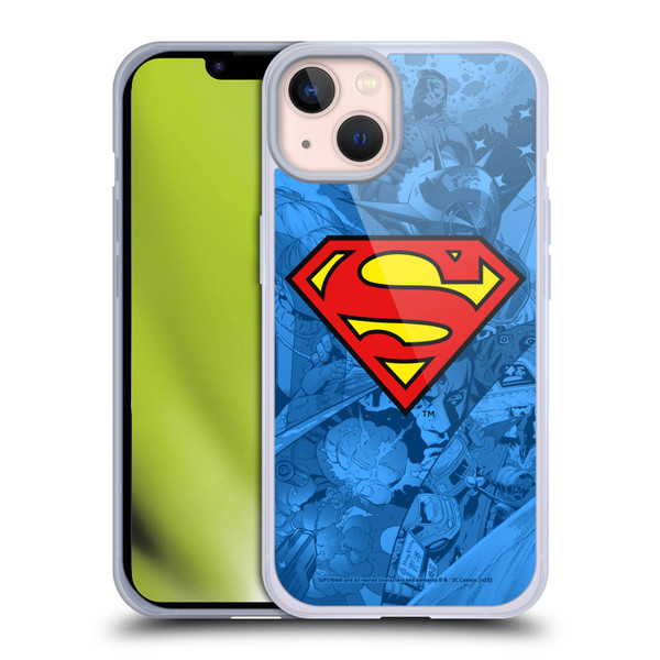 Superman DC Comics Comicbook Art Collage Soft Gel Case for Apple iPhone 13