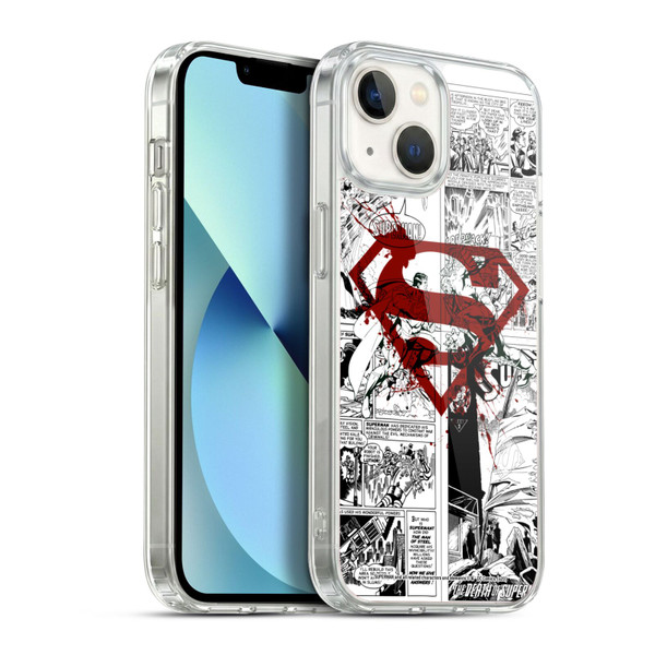 Superman DC Comics Comicbook Art Red Logo Splatter Soft Gel Case for Apple iPhone 13